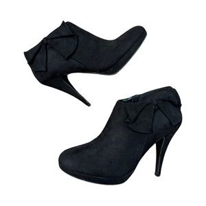 Impo Platform Suede-like Booties with Bow